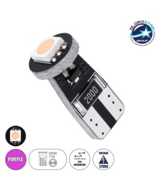 GloboStar® T10 W5W 11151 Λάμπα Αυτοκίνητου LED  2rd Generation Can-Bus Series 1xSMD5050 1.5W 120lm 120° DC 12-16V IP20 Φ1 x H2.2cm Ροζ